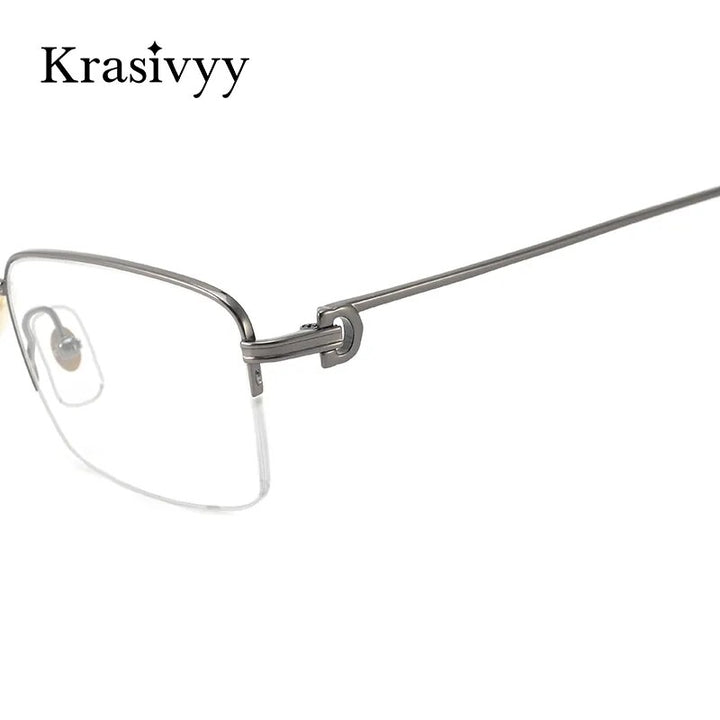 Krasivyy Men's Semi Rim Square Titanium Eyeglasses Kr02180 Semi Rim Krasivyy   