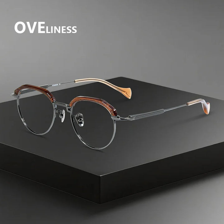 Oveliness Women's Full Rim Oval Acetate Titanium Eyeglasses 96020