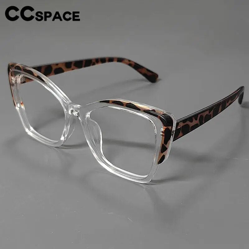 CCSpace Women's Full Rim Large Cat Eye Tr 90 Titanium Reading Glasses 57027 Reading Glasses CCspace   