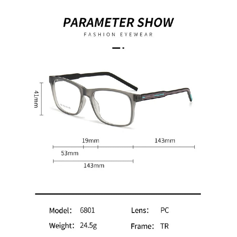 Muzz 68010 men's square TR90 prescription eyeglasses — view 2