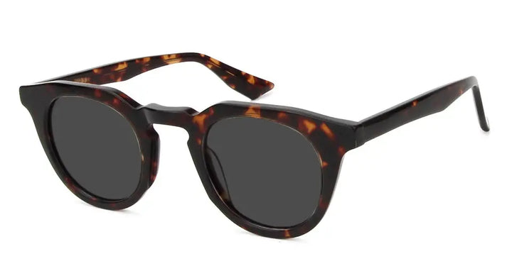 Esnbie 721810 Unisex Full Rim Flat Top Round Thick Acetate Sunglasses FuzWeb