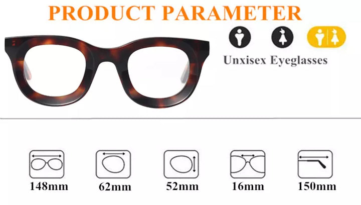 Black Mask Unisex Full Rim Square Acetate Eyeglasses L6688 Full Rim Black Mask   