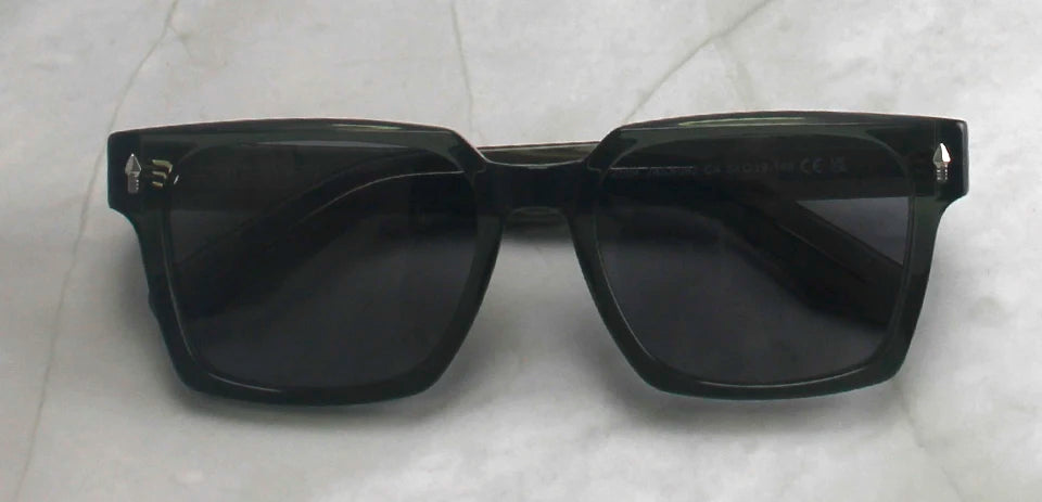Esnbie Unisex Full Rim Square Brow Line Acetate Tac Sunglasses 240821
