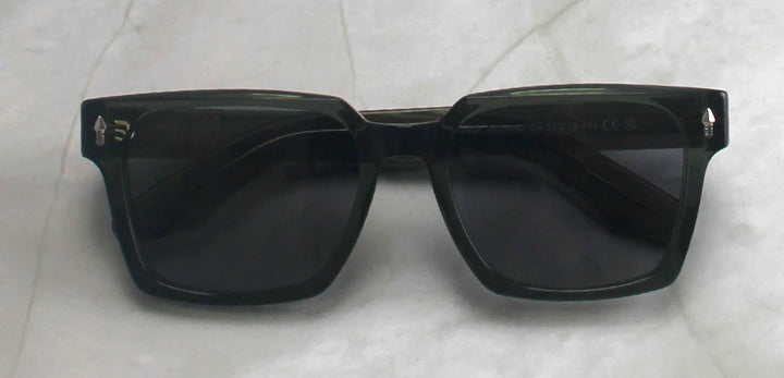 Esnbie Unisex Full Rim Square Brow Line Acetate Tac Sunglasses 240821