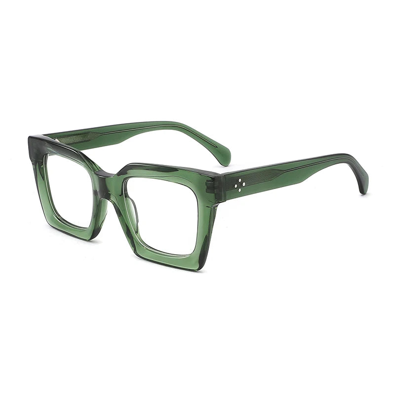 Gatenac Unisex Full Rim Square Thick Acetate Eyeglasses Gxyj156 Full Rim Gatenac Green