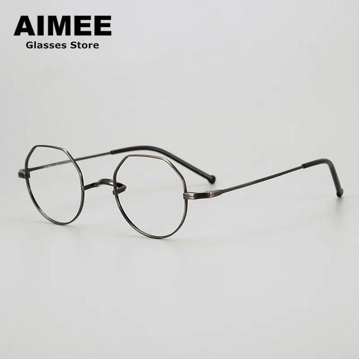 Aimee Unisex Full Rim Flat Top Round Titanium Eyeglasses 88042 Full Rim Aimee   