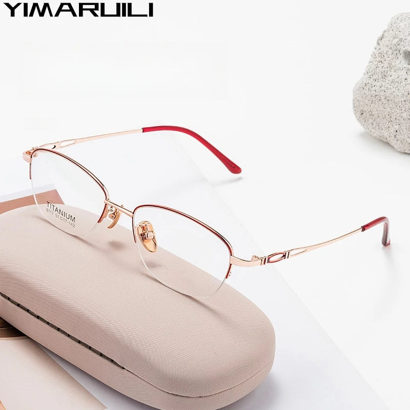 Yimaruili Women's Semi Rim Alloy Eyeglasses 6117