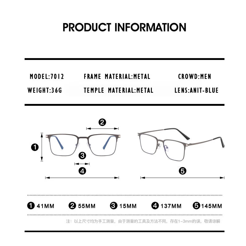 Kansept Women's Full Rim Square Titanium Reading Glasses Clip On Sunglasses 7012 Reading Glasses Kansept