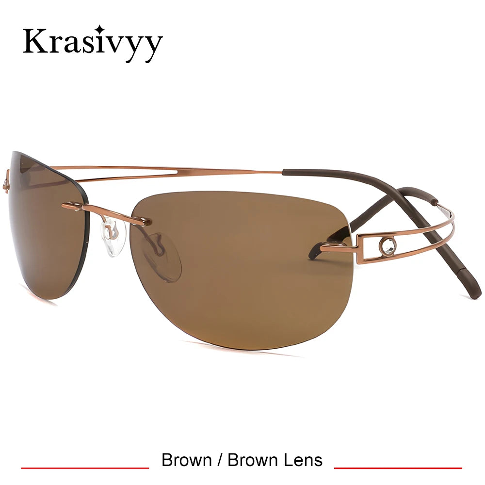 Krasivyy Women's Rimless Oval Screwless Titanium Sunglasses 426801