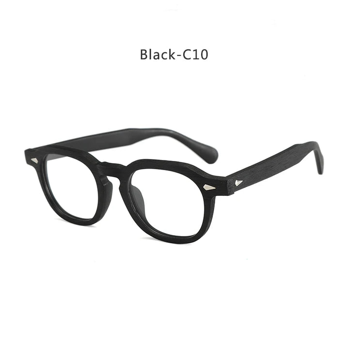 Hdcrafter Men's Large Full Rim Square Wood Eyeglasses 8183 Full Rim Hdcrafter Eyeglasses Black-C10  