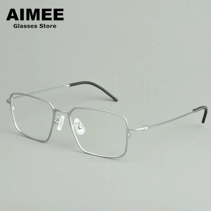 Aimee Unisex Full Rim Square Titanium Eyeglasses 15502 Full Rim Aimee Silver  