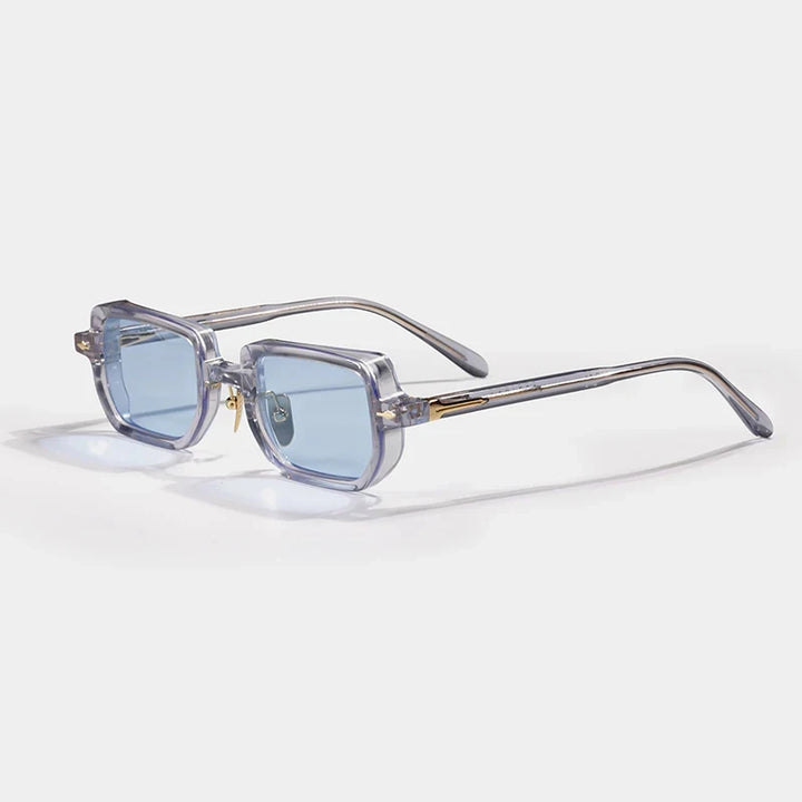 Hewei Unisex Full Rim Small Square Acetate Sunglasses 0020 Sunglasses Hewei gray-blue as picture 