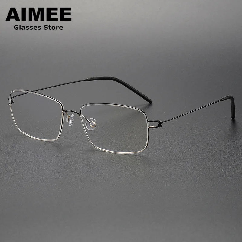 Aimee Unisex Full Rim Square Screwless Titanium Eyeglasses 5517 Full Rim Aimee Black-Golden  