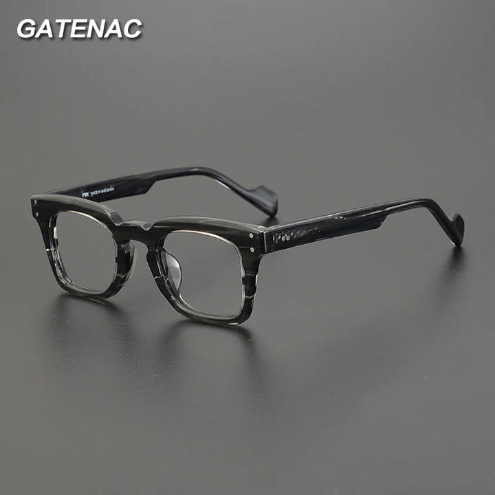 Gatenac Unisex Full Rim Square Acetate Eyeglasses Gxyj-1172 Full Rim Gatenac   