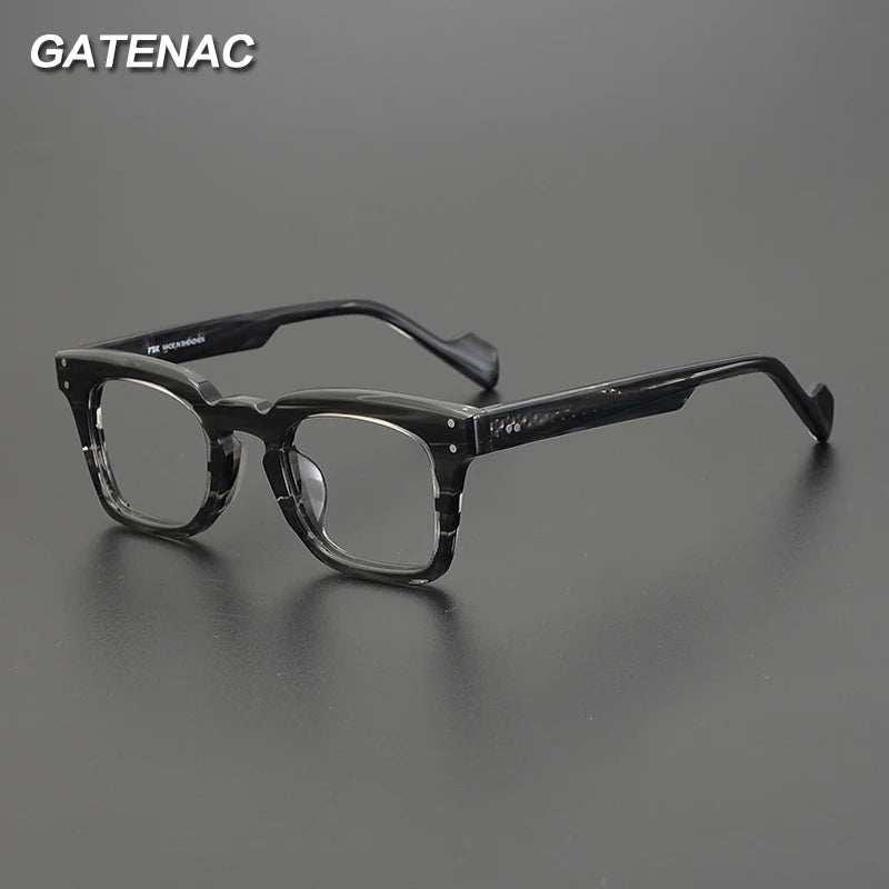 Gatenac Unisex Full Rim Square Acetate Eyeglasses gxyj-1172 Full Rim Gatenac   