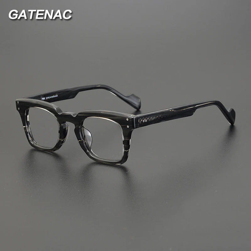 Gatenac Unisex Full Rim Square Acetate Eyeglasses Gxyj-1172 Full Rim Gatenac   