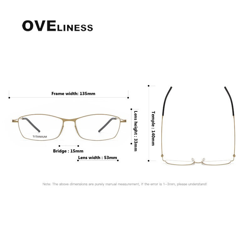 Oveliness Unisex Full Rim Rectangle Titanium Eyeglasses Full Rim Oveliness   