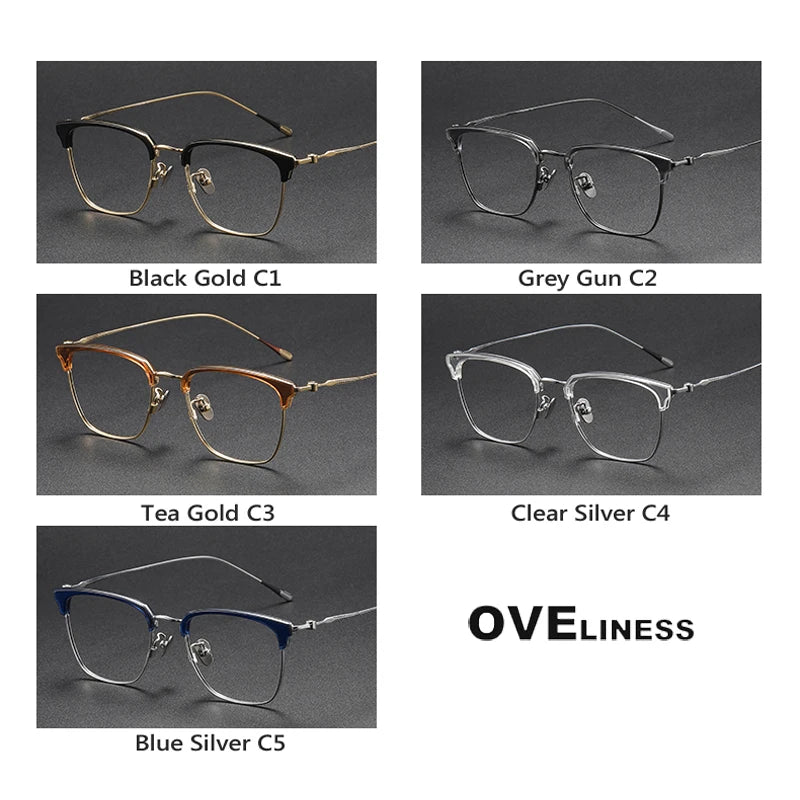Oveliness Unisex Full Rim Cat Eye Acetate Titanium Eyeglasses 80899 Full Rim Oveliness   