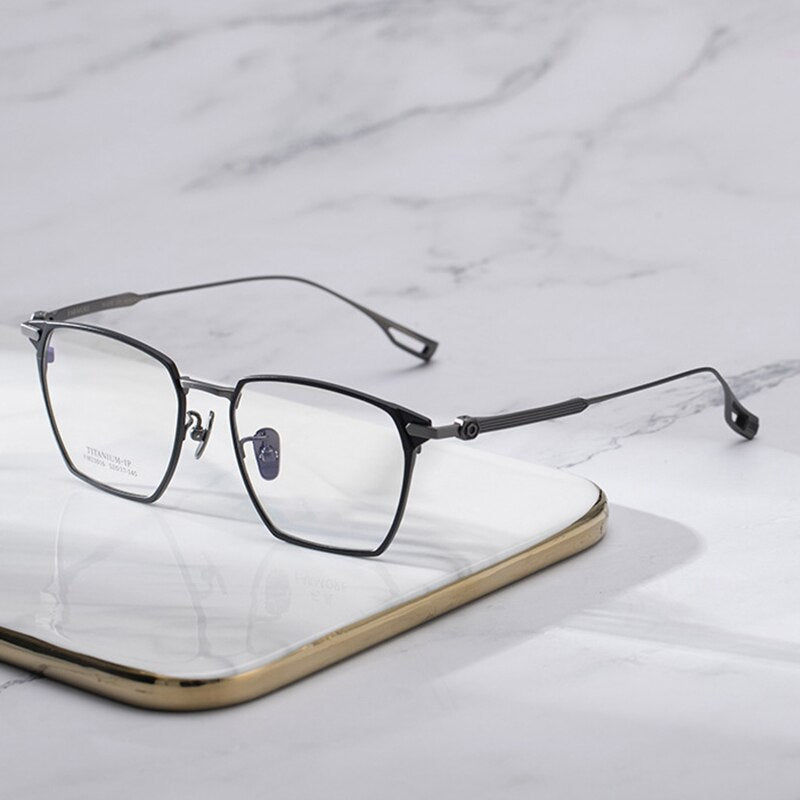 Aissuarvey Men's Full Rim Square Titanium Eyeglasses 5217145 Full Rim Aissuarvey Eyeglasses Gray CN 
