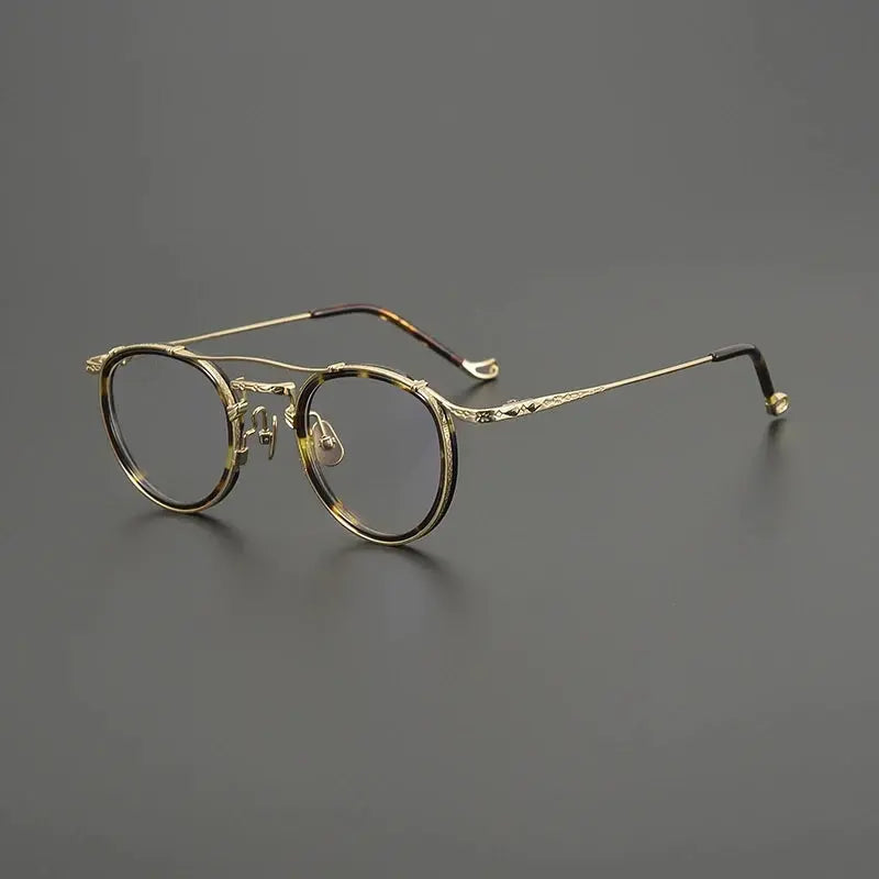 Gatenac Unisex Full Rim Oval Double Bridge Acetate Titanium Eyeglasses 574154 FuzWeb