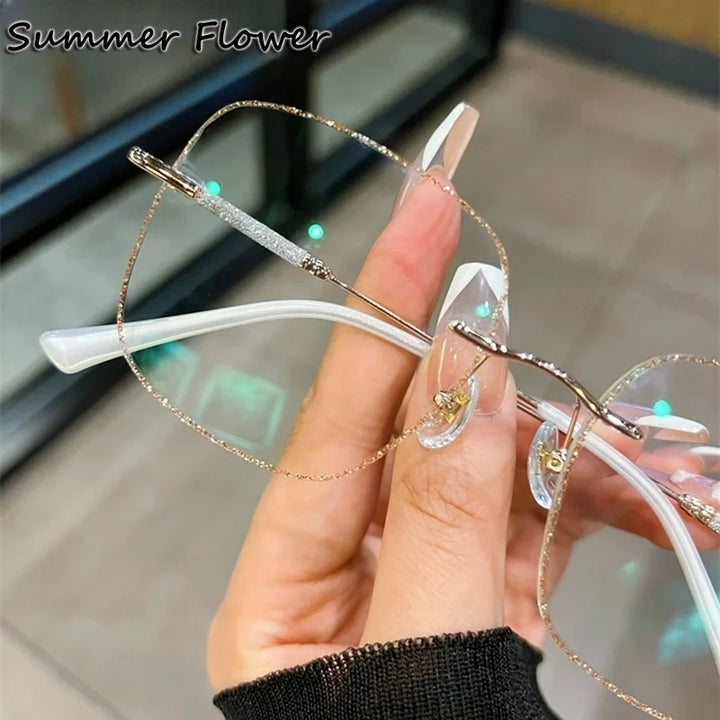 Summer Flower Women's Rimless Square Titanium Eyeglasses 369112