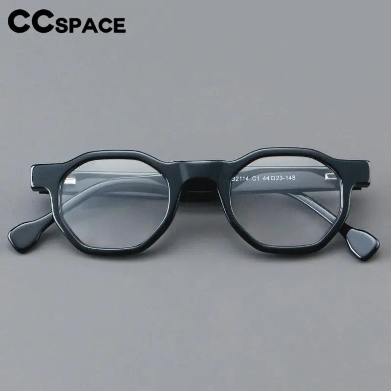 CCspace Unisex Full Rim Flat Top Round Acetate Reading Glasses R57621 Reading Glasses CCSpace   