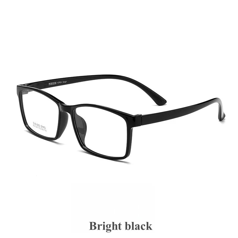 KatKani Mens Full Rim Large Square Plastic Eyeglasses X21026r Full Rim KatKani Eyeglasses Bright black  