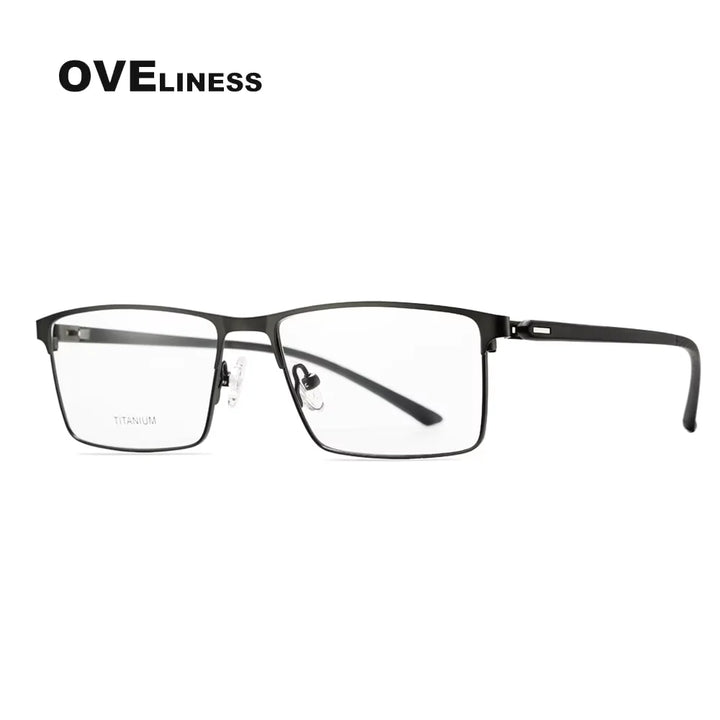 Oveliness Men's Full Rim Square Titanium Alloy Eyeglasses 48837 Full Rim Oveliness gun  