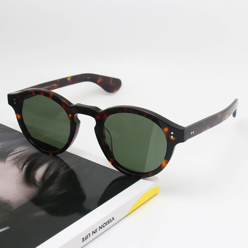 Black Mask Unisex Full Rim Round Acetate Polarized Sunglasses 26145