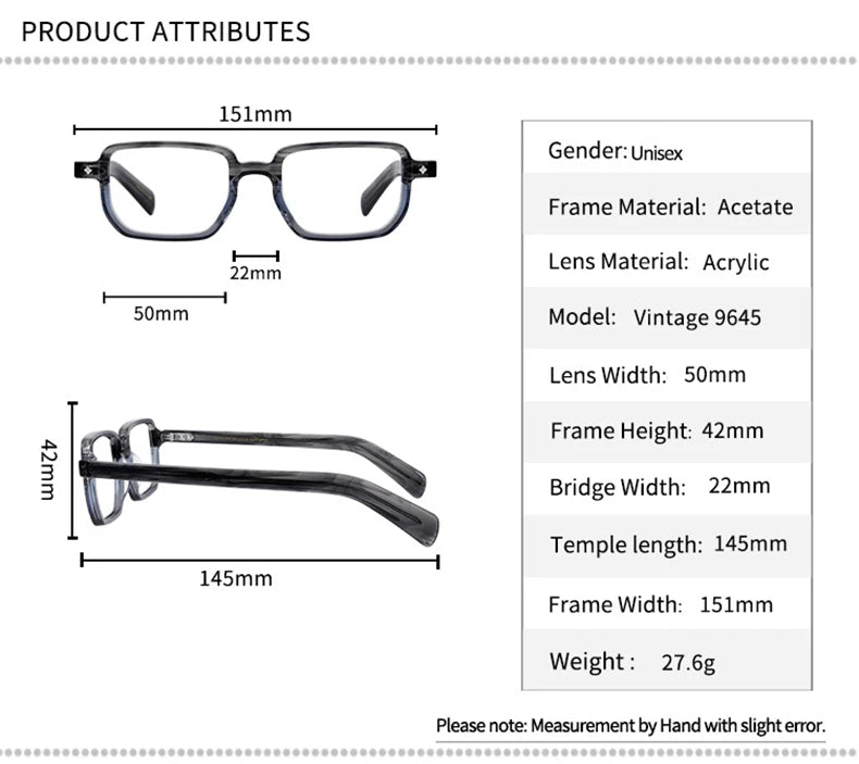 Black Mask Unisex Full Rim Big Square Acetate Eyeglasses 639645