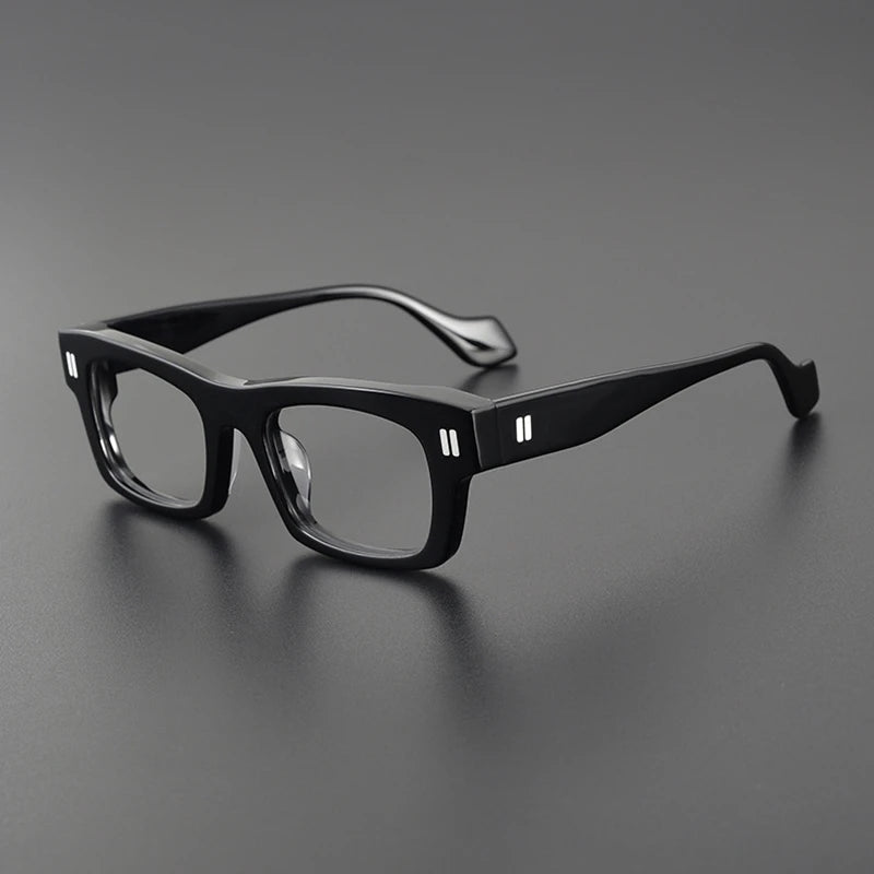 Black Mask Unisex Full Rim Square Acetate Eyeglasses L2037 Full Rim Black Mask Black  