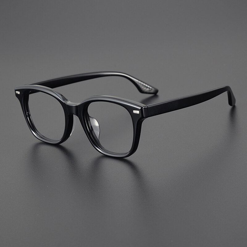 Gatenac Unisex Full Rim Rounded Square Acetate Eyeglasses Gxyj1105 Full Rim Gatenac Black  