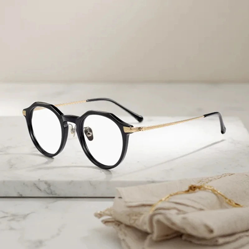 Blackmask Unisex Full Rim Round Titanium Eyeglasses BM-S402