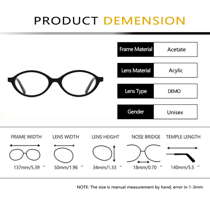 Esnbie Women's Full Rim Oval Acetate Eyeglasses 240809