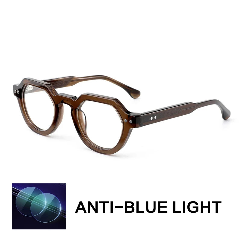 Gatenac Unisex Full Rim Flat Top Oval Acetate Reading Glasses G66311