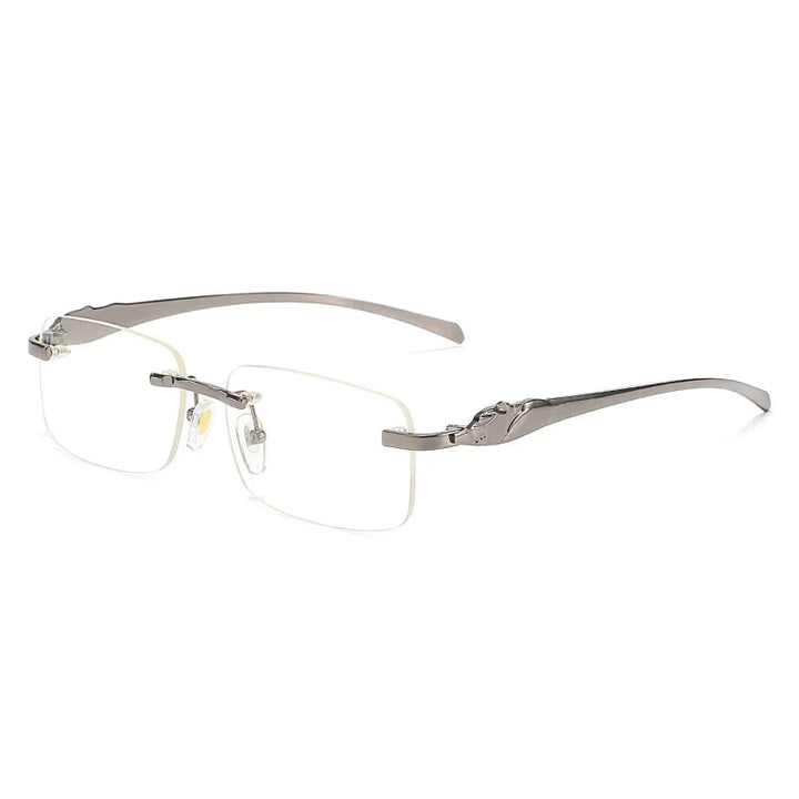 Cubojue Men's Rimless Square Alloy Acetate Eyeglasses 58026 Reading Glasses Cubojue M6 grey