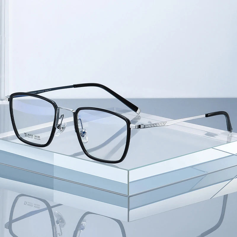 Hotocki Women's Full Rim Square Tr 90 Titanium Eyeglasses 72323