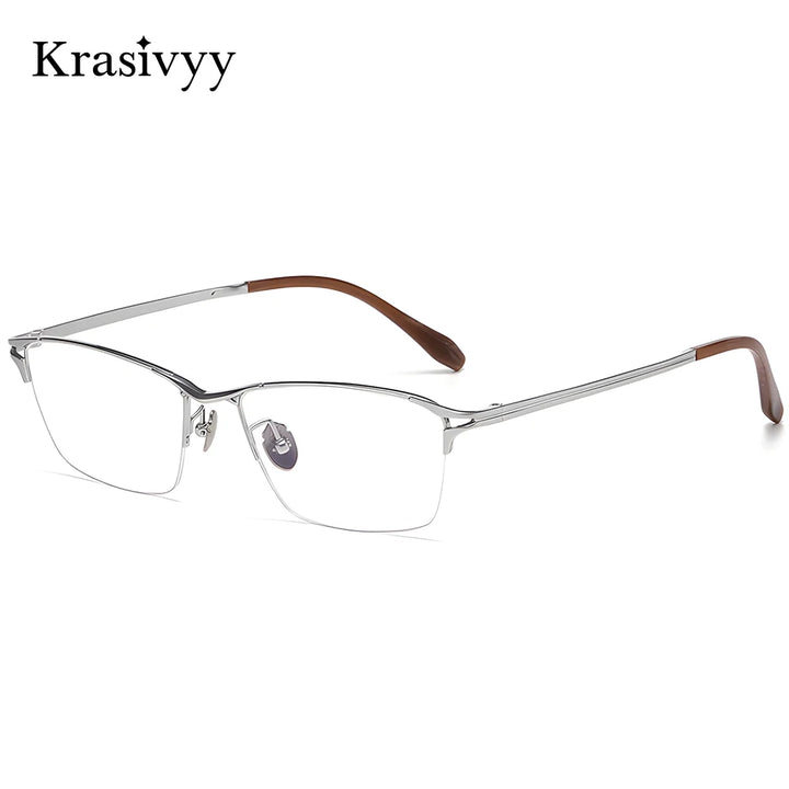Krasivyy Men's Semi Rim Big Polygon Square Titanium Eyeglasses 316886