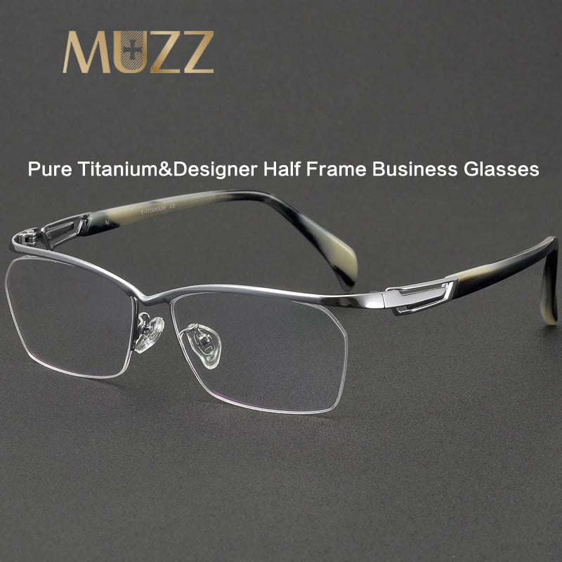 Muzz 1215 men's semi rim IP titanium prescription eyeglasses