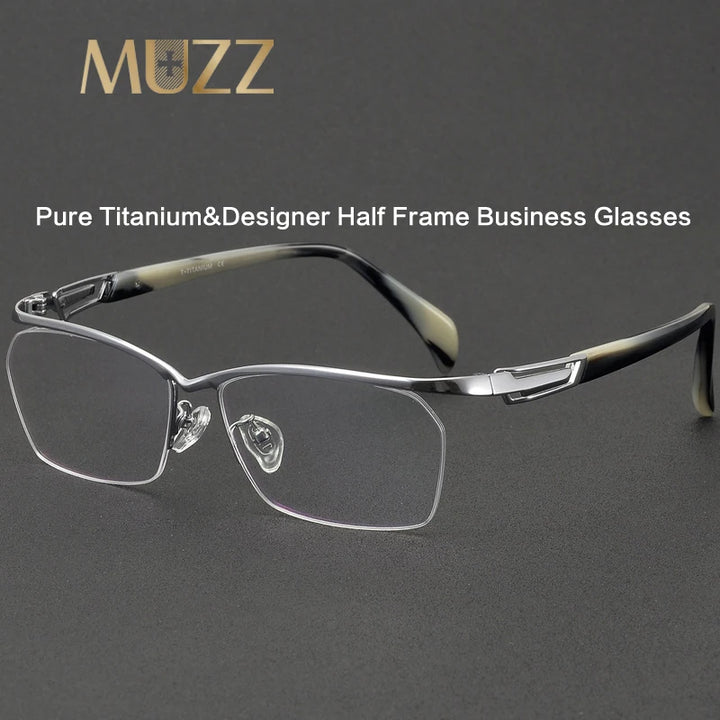 Muzz 1215 men's semi rim IP titanium prescription eyeglasses