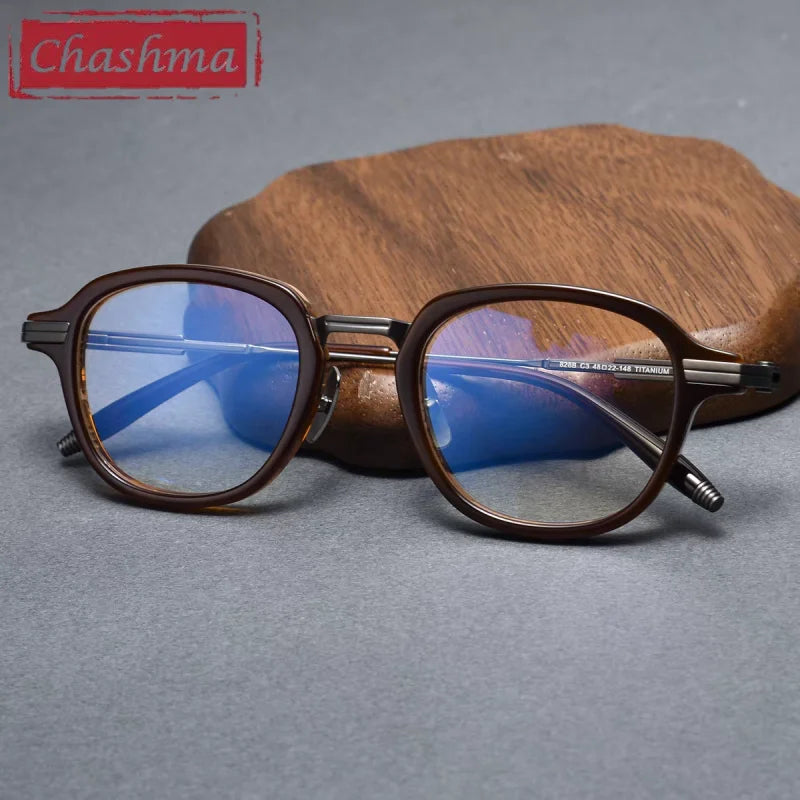 Chashma Unisex Full Rim Oval Square Acetate Titanium Eyeglasses 778828