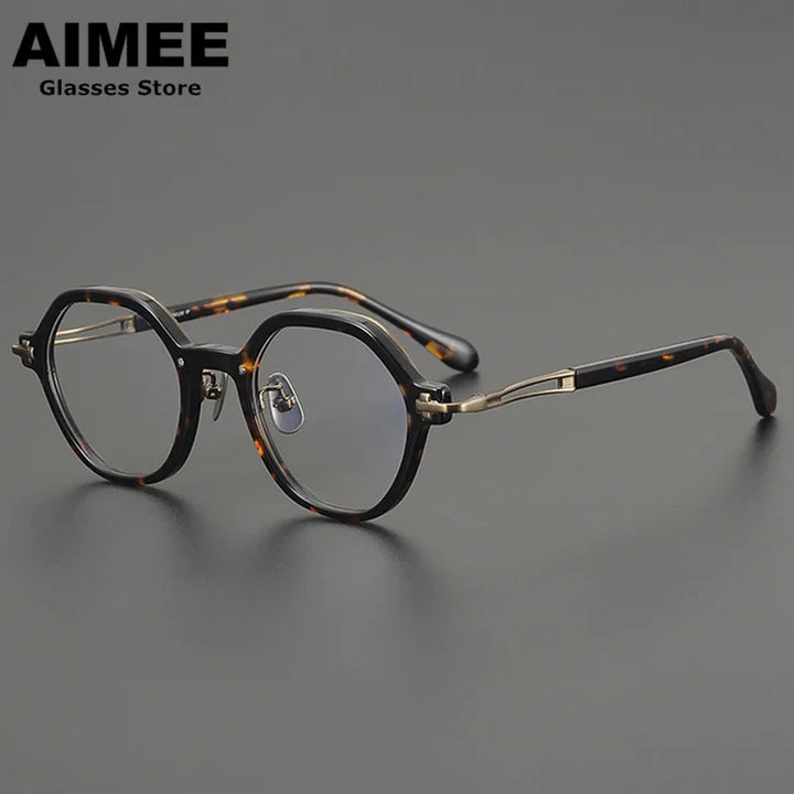 Aimee Unisex Full Rim Polygon Round Titanium Acetate Eyeglasses 691453