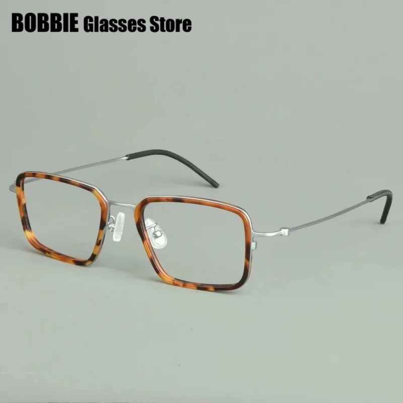 Bobbie Unisex Full Rim Big Square Titanium Acetate Eyeglasses 975013