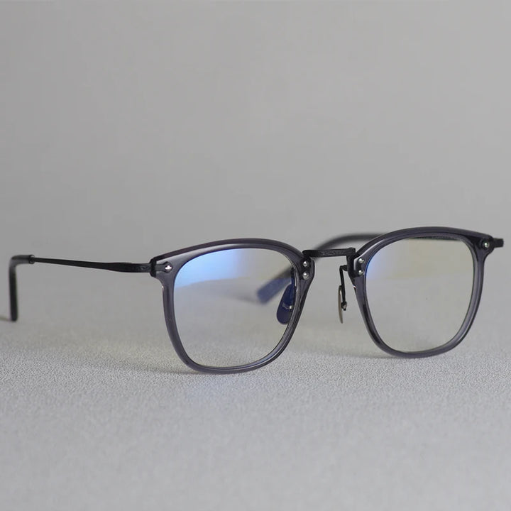 Black Mask Unisex Full Rim Square Titanium Acetate Eyeglasses G806 Full Rim Black Mask   