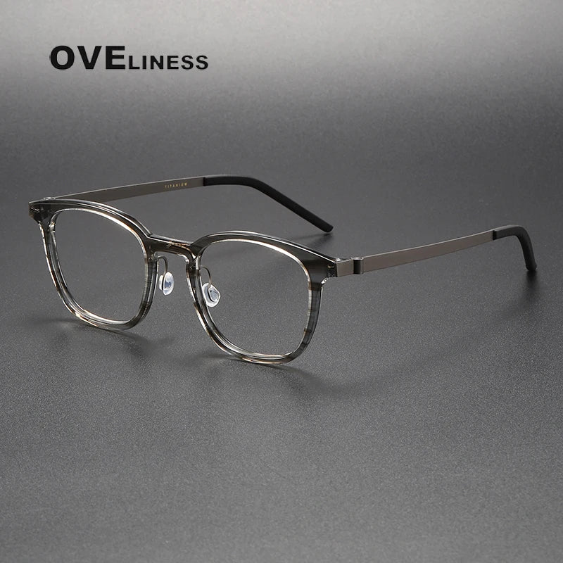 Oveliness Unisex Full Rim Square Titanium Screwless Eyeglasses 1051 Full Rim Oveliness   