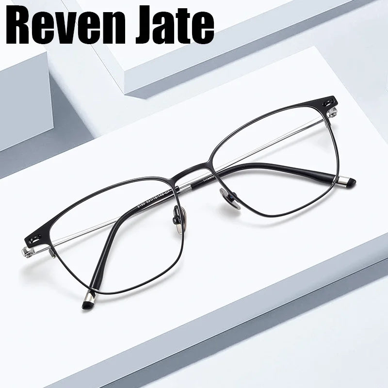 Reven Jate Unisex Full Rim Square Titanium Eyeglasses 81504