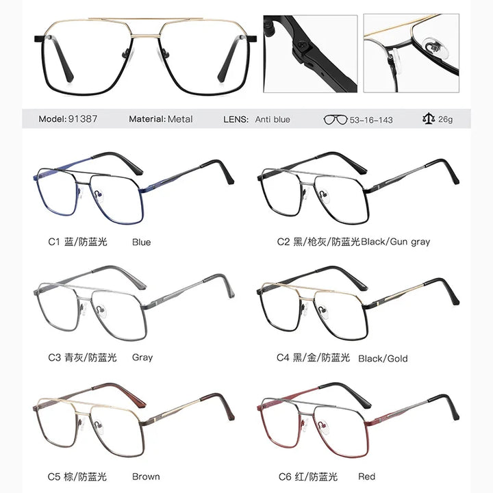 Reven Jate Unisex Full Rim Big Alloy Prescription Eyeglasses 91387 - view 4