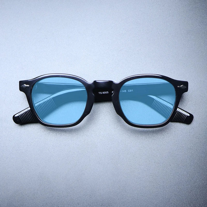Gatenac Unisex Full Rim Square Acetate Polarized Sunglasses M009 Sunglasses Gatenac Black Blue  
