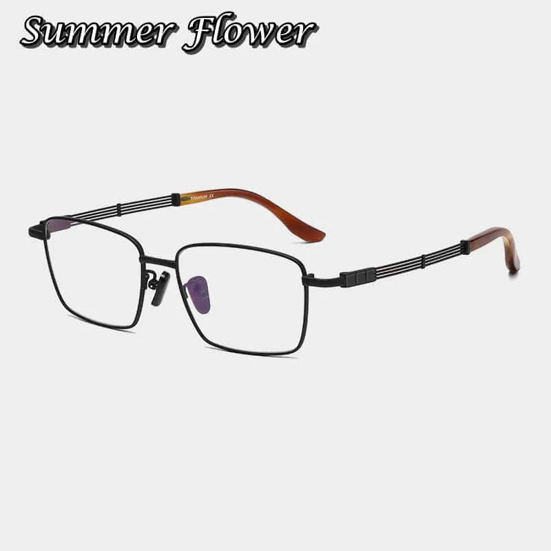Summer Flower Men's Full Rim Big Square Titanium Eyeglasses 612150