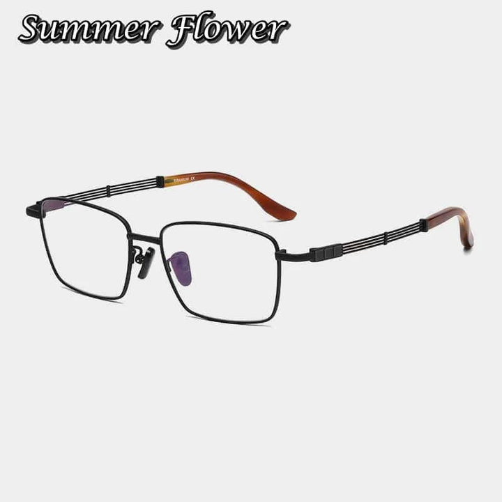 Summer Flower Men's Full Rim Big Square Titanium Eyeglasses 612150